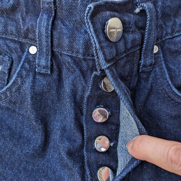 ANINE BING "Bennet" Straight Leg Hi Waist Midnight Blue Button Fly Jeans, sz. 24 - Picture 7 of 15